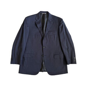 Canali Blazer 46R Dark Blue Blue Pinstripe Wool Lined 2-Button Suit-Jacket Italy